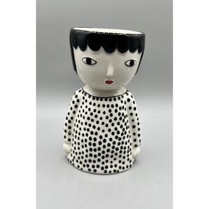 Anthropologie Kinska Face Pot Planter Tall Girl Vase Polka Dots